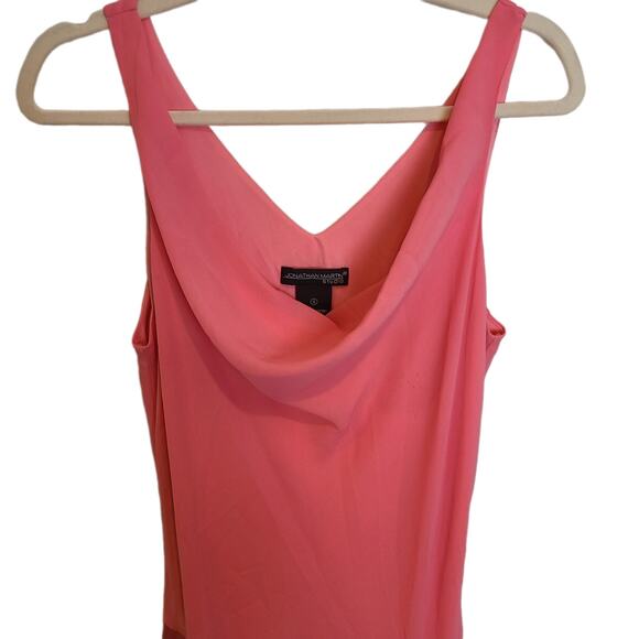 Vintage Jonathan Martin Dress Cowl Neck Fairycore Assymetric Satin Sash 12 - Picture 2 of 7